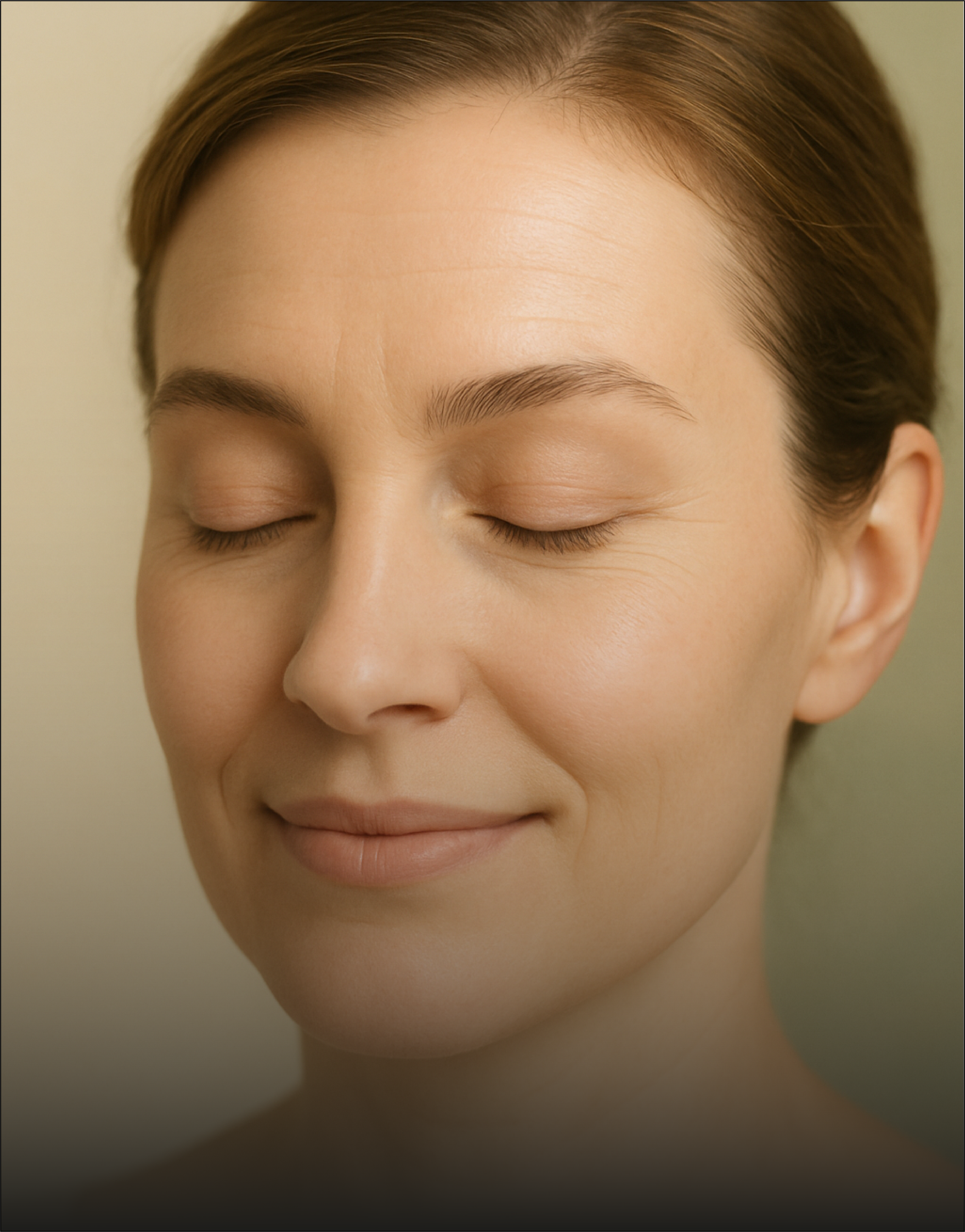 Rosto com expressão suave e natural