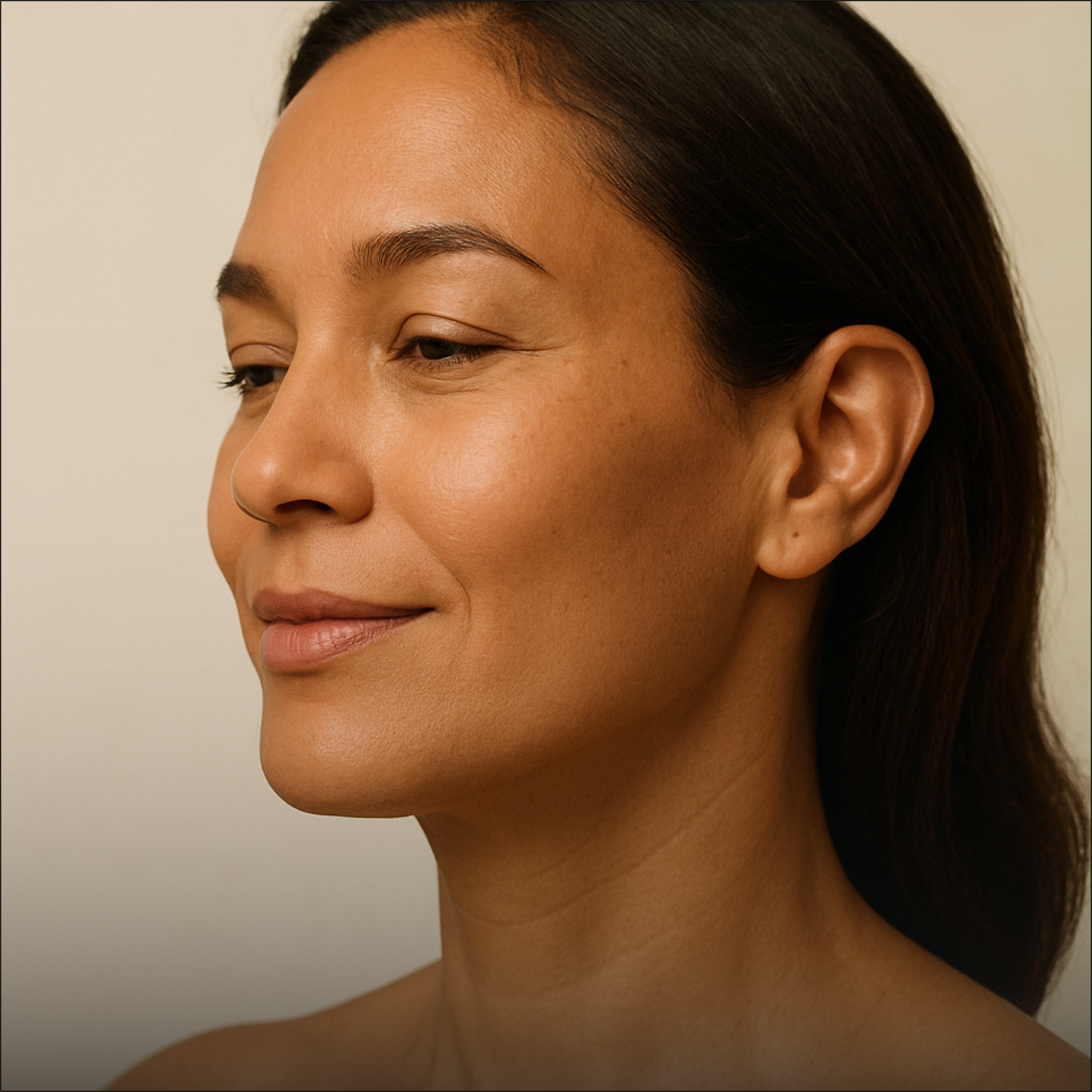 Rosto com contorno definido e pele firme