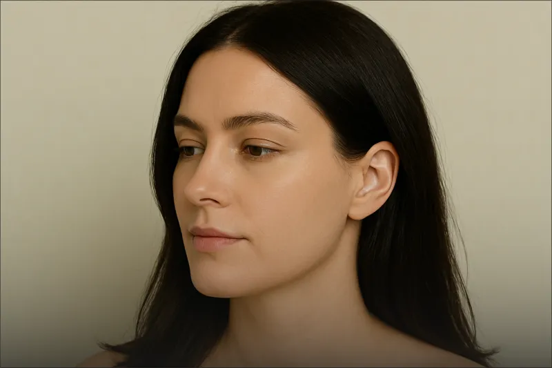 Pele com tom uniforme, livre de manchas