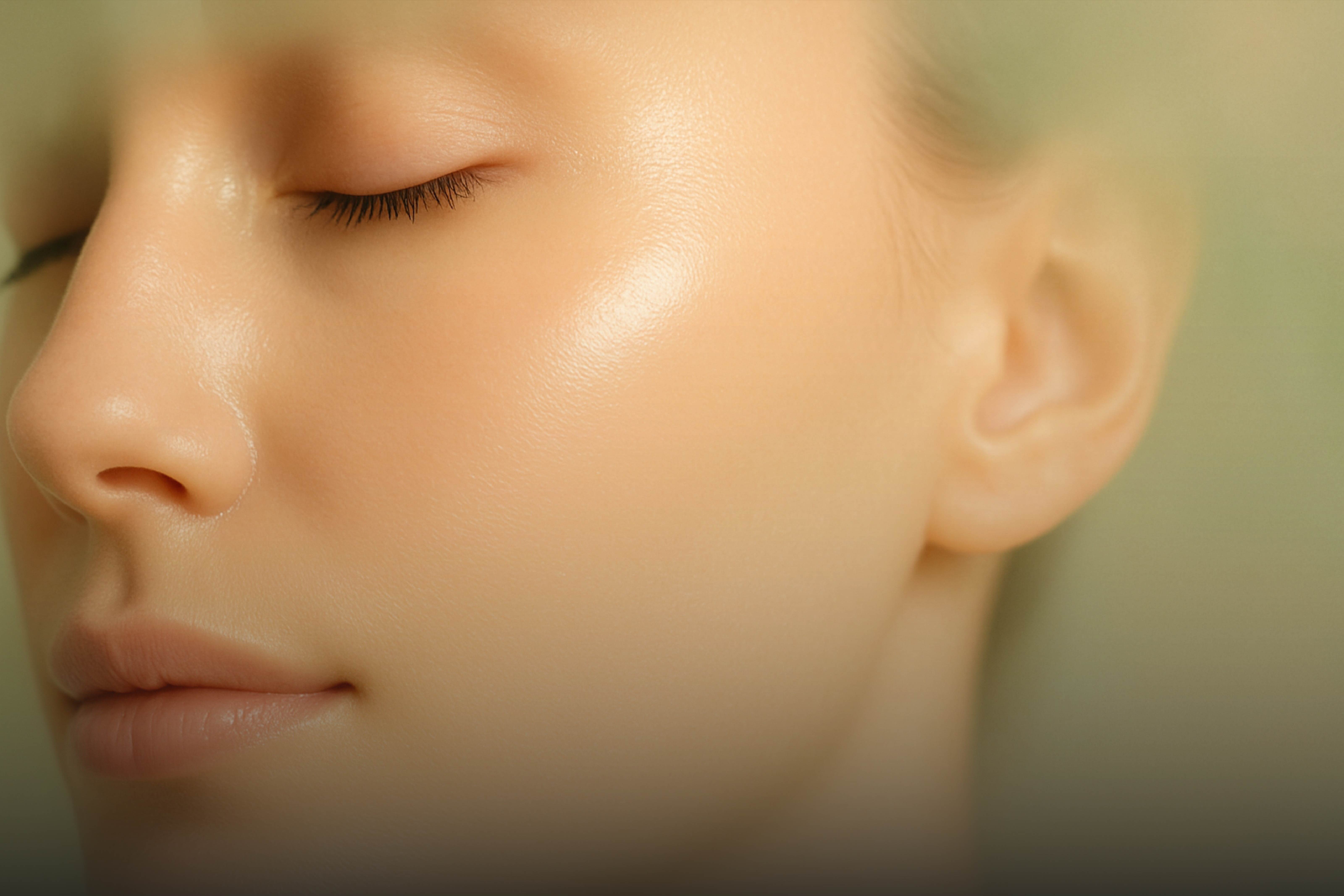 Mulher com pele luminosa e renovada